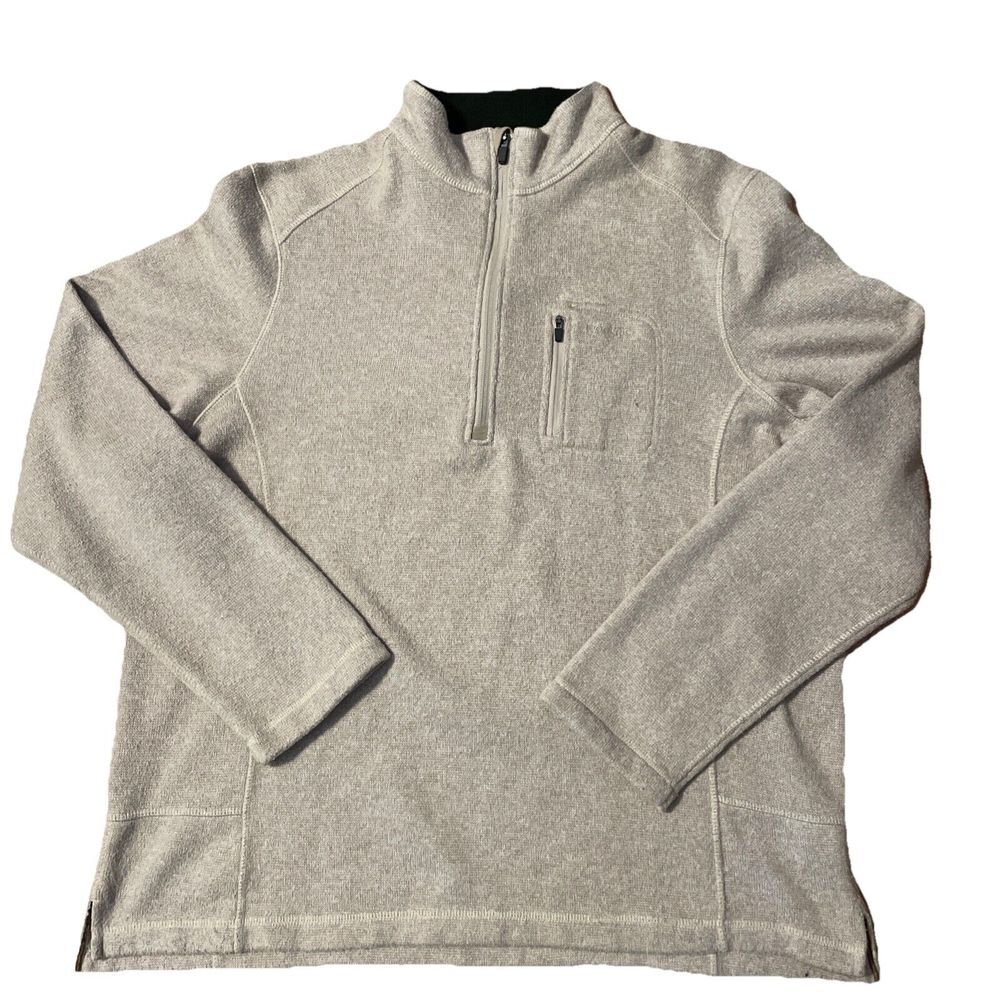 Woolrich Sweater Mens XXL Beige Long Sleeve Pullover 1/4 Zip Sweatshirt